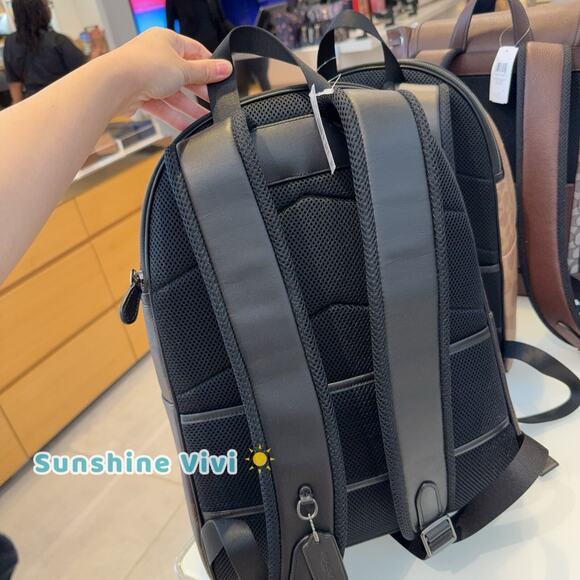 NWT Coach Men’s West Backpack In Blocked Signature Canvas CAB59 Qb/Walnut/Tan - Picture 4 of 11